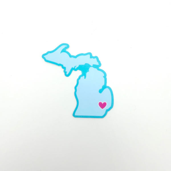 Michigan - Metro-Detroit Heart Waterproof Sticker